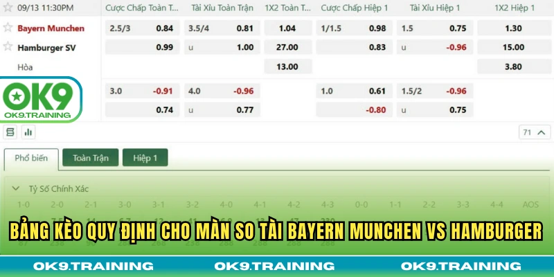Soi Kèo Bayern Munchen Vs Hamburger 23h30 Thứ 7 Ngày 13/09 3 Bảng kèo quy định cho màn so tài Bayern Munchen vs Hamburger